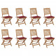 Chaises pliables d'extérieur avec coussins 8 pcs bois d'acacia - Couleur au choix Rouge-bordeaux