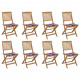 Chaises pliables d'extérieur avec coussins 8 pcs bois d'acacia - Couleur au choix Carreaux-rouge