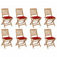 Chaises pliables d'extérieur avec coussins 8 pcs bois d'acacia - Couleur au choix Rouge