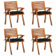 Chaises de jardin avec coussins bois de teck solide - Couleur et nombre de places au choix Noir
