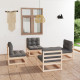 salon de jardin 4 pcs avec coussins bois de pin massif 