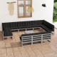 salon de jardin 14 pcs avec coussins gris bois de pin massif 