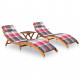 Chaises longues 2 pcs avec table et coussins acacia solide 