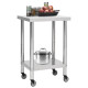 Table de travail de cuisine avec roues 60x60x85 cm inox 