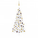  Demi-arbre de Noël artificiel avec LED et boules Blanc 180 cm 