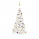  Demi-arbre de Noël artificiel avec LED et boules Blanc 240 cm 