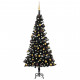 Arbre de noël artificiel avec led et boules noir 150 cm pvc 