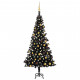  Arbre de Noël artificiel avec LED et boules Noir 180 cm PVC 