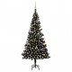  Arbre de Noël artificiel avec LED et boules Noir 240 cm PVC 