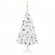  Arbre de Noël artificiel avec LED et boules Blanc 180 cm PVC 