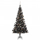  Arbre de Noël artificiel avec LED et boules Noir 210 cm PVC 