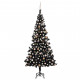  Arbre de Noël artificiel avec LED et boules Noir 240 cm PVC 