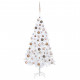  Arbre de Noël artificiel avec LED et boules Blanc 180 cm PVC 