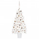 Arbre de noël artificiel avec led et boules blanc 65 cm 