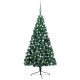  Demi-arbre de Noël artificiel avec LED et boules Vert 210 cm 