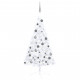  Demi-arbre de Noël artificiel avec LED et boules Blanc 120 cm 