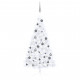  Demi-arbre de Noël artificiel avec LED et boules Blanc 150 cm 