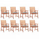 Chaises à dîner d'extérieur 8 pcs avec coussins acacia massif 