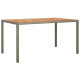 Table de jardin 150x90x75 cm résine tressée bois d'acacia gris 
