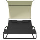 Transat chaise longue bain de soleil lit de jardin terrasse meuble d'extérieur double à bascule avec auvent noir et crème helloshop26 02_0012766 