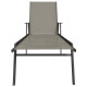 Transat chaise longue bain de soleil lit de jardin terrasse meuble d'extérieur acier et tissu textilène gris helloshop26 02_0012249 
