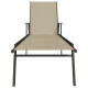 Transat chaise longue bain de soleil lit de jardin terrasse meuble d'extérieur acier et tissu textilène crème helloshop26 02_0012248 