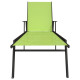 Transat chaise longue bain de soleil lit de jardin terrasse meuble d'extérieur acier et tissu textilène vert helloshop26 02_0012251 
