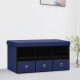 Banc de rangement pliable 76x38x38 cm faux lin - Couleur au choix Bleu