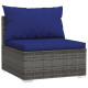Canapé central de jardin avec coussins résine tressée - Couleur au choix Gris-bleu