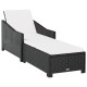 Chaise longue avec coussin blanc crème résine tressée noir 