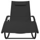 Transat chaise longue bain de soleil lit de jardin terrasse meuble d'extérieur à bascule noir acier et textilène helloshop26 02_0012976 