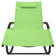 Transat chaise longue bain de soleil lit de jardin terrasse meuble d'extérieur à bascule acier et textilène vert helloshop26 02_0012978 