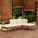 Salon de jardin 4 pcs avec coussins bois de pin massif - Couleur au choix Marron-miel