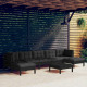 Salon de jardin 8 pcs avec coussins noir bois de pin + table basse 