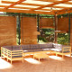 Salon de jardin 11 pcs avec coussins bois de pin - Couleur au choix Gris