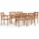 Ensemble à dîner de jardin et coussins 7pcs bois de teck solide 