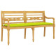 Banc de jardin meuble de patio d'extérieur terrasse avec coussin 150 cm bois de teck massif - Couleur au choix Vert Vif