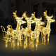 Décoration de noël avec rennes et traîneau acrylique – Nombre de LED et couleur d'éclairage au choix Blanc chaud|240