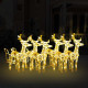Décoration de noël avec rennes et traîneau acrylique – Nombre de LED et couleur d'éclairage au choix Blanc chaud|320