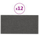 Panneaux muraux 12 pcs gris foncé 30x15 cm tissu 0,54 m² 