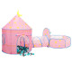 Tente de jeu pour enfants avec 250 balles rose 301x120x128 cm 
