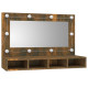 Armoire à miroir avec led 31,5 x 62 cm chêne fumé - Largeur au choix 90 cm