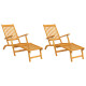 Lot de deux chaise longue transat d'extérieur avec repose-pieds acacia solide helloshop26 02_0011888 
