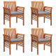 Chaises de jardin avec coussins 4 pcs bois d'acacia massif - Couleur au choix 