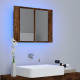 Armoire à miroir led chêne fumé 60 x 12 x 45 cm bois d'ingénierie helloshop26 02_0006742 