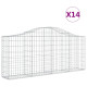 Paniers à gabions arqués 14 pcs 200x30x80/100 cm fer galvanisé 