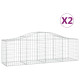 Paniers à gabions arqués 2 pcs 200x50x60/80 cm fer galvanisé 