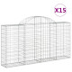 Paniers à gabions arqués 15 pcs 200x30x100/120 cm fer galvanisé 