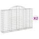 Paniers à gabions arqués 2 pcs 200x30x120/140 cm fer galvanisé 