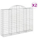 Paniers à gabions arqués 2 pcs 200x30x140/160 cm fer galvanisé 